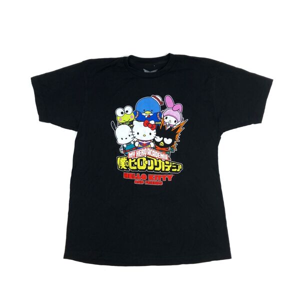 2021 Hello Kitty and Friends My Hero Academia Black Tee T Shirt Large L B6 - Picture 1 of 5